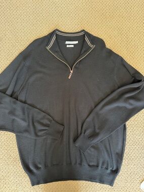 Peter Millar Black Half-Zip Sweater with Contrast Trim